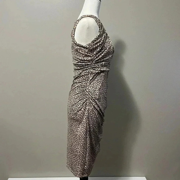 Betsey Johnson Animal Print Ruched Sleeveless Sheath Dress - Picture 7 of 15